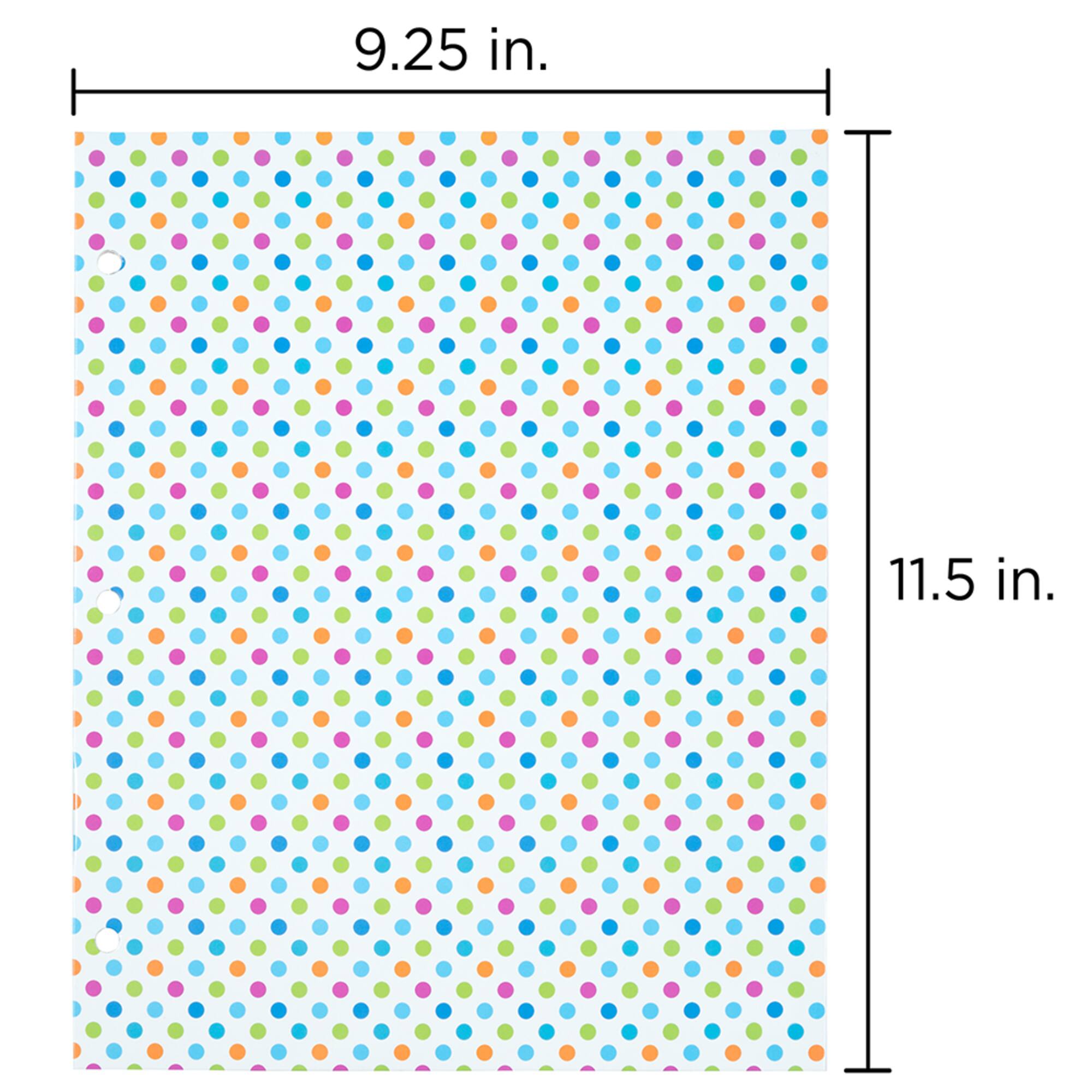 JAM Paper Polka Dots Glossy Laminated Two Pocket 3 Hole Punch School Folders, 6ct.
